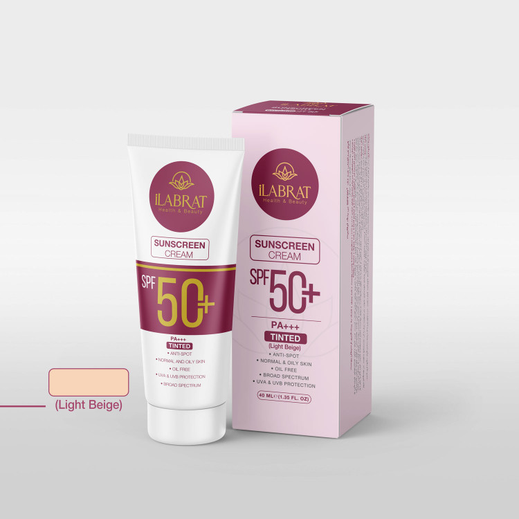 کرم ضد افتاب ضد لک spf50 بژ روشن ایلابرت